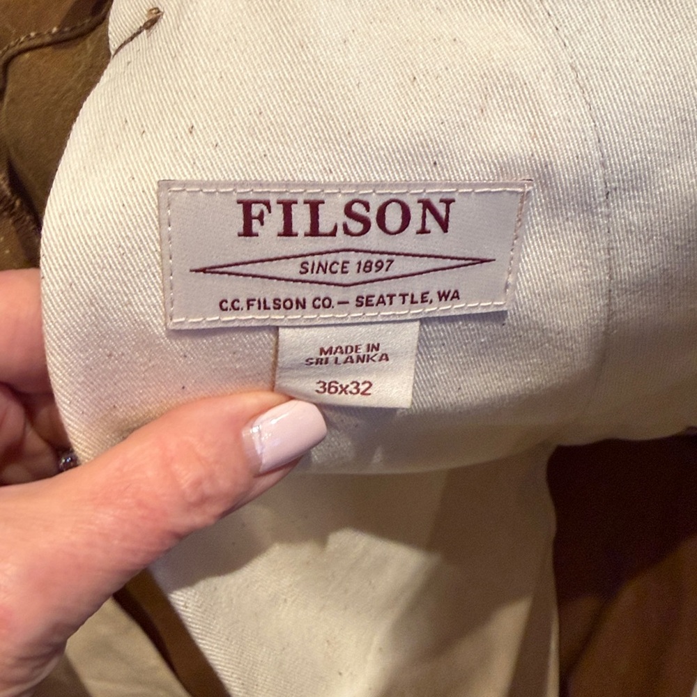 NWT Filson Men's Dark Tan Oil Finish Single Tin Pant Sz 36/32 - Picture 8 of 10